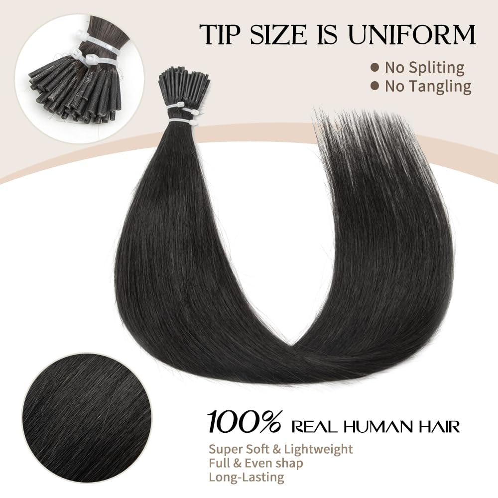 Boymia I Tip Hair Extensions 22 Inch #02 Dark Brown Itip Natural Hair Extensions 50strands 100% Remy Human Hair