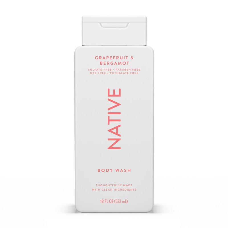 Native Body Wash Contains Naturally Derived Ingredients | For Women & Men, Sulfate, Paraben, & Dye Free Leaving Skin Soft and Hydrating | Grapefruit & Bergamot 18 oz