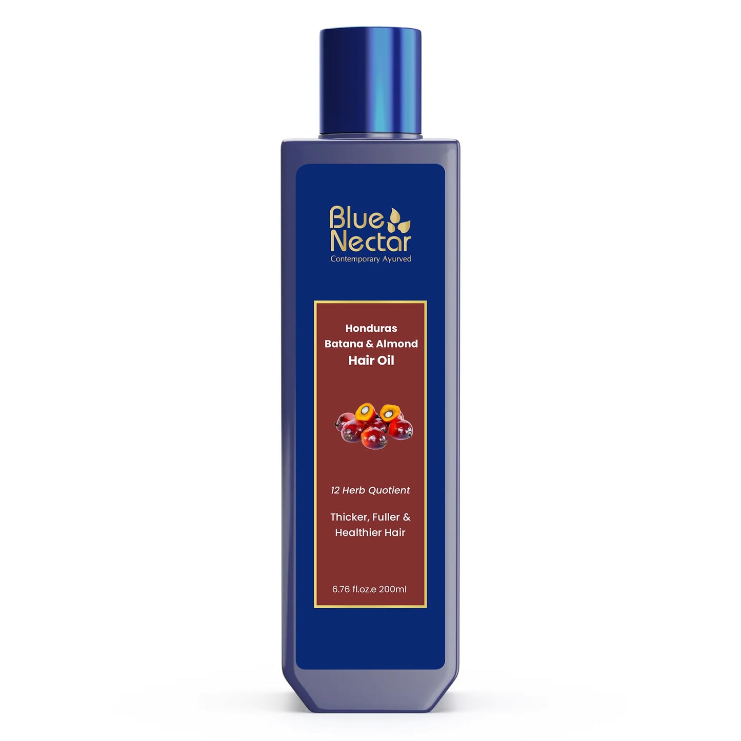 Blue Nectar Batana Oil for Thicker Hair | Pure Honduras Batana for Hair Growth with Organic Almond | Ayurvedic Hair Growth Oil for Stronger Hair (12 Herbs, 6.76 FlOz)