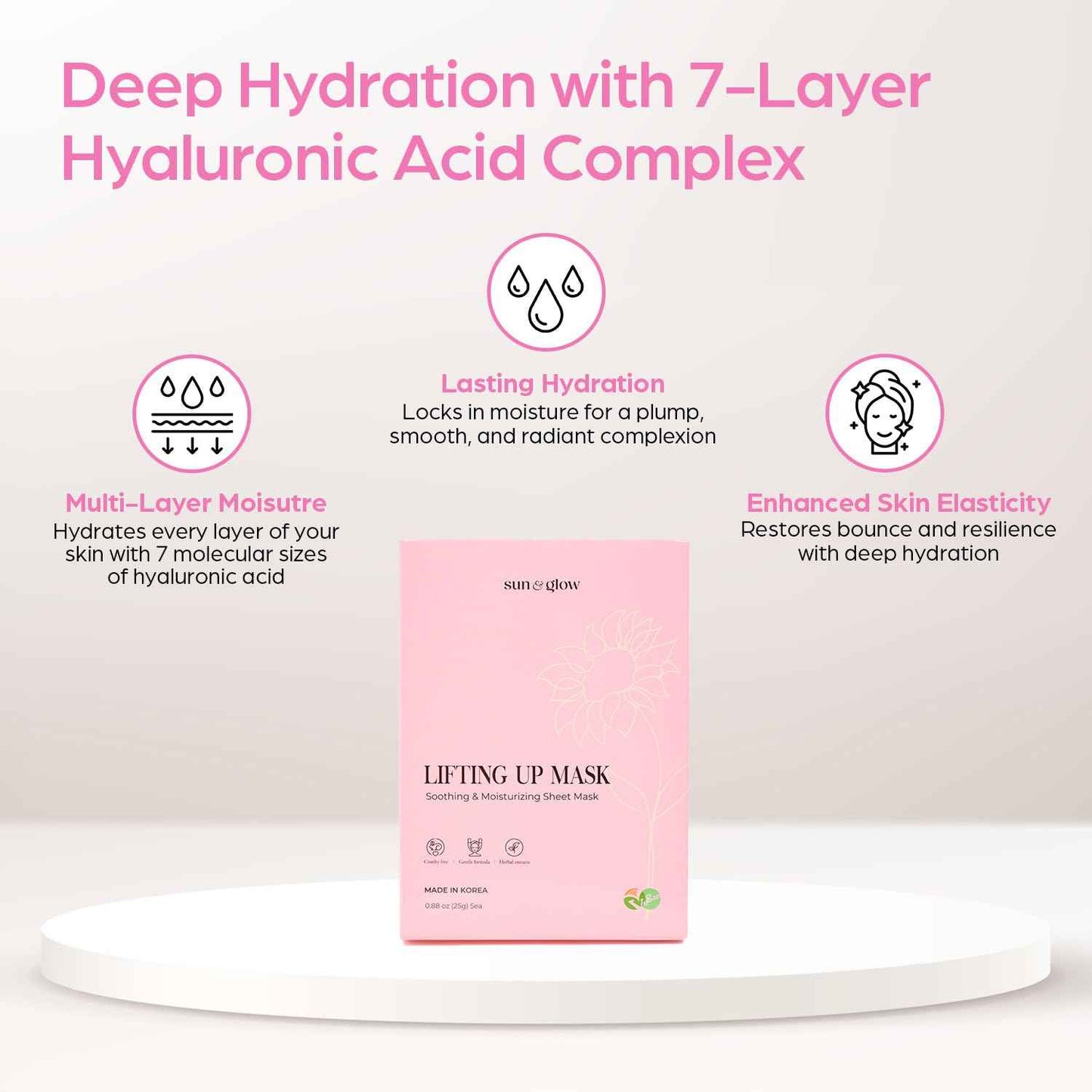 SUN & GLOW VEGAN LIFTING UP MASK Featuring a blend of Herbal Ingredients and Components Soothing and Moisturizing Sensitive Skin Korean Skincare Home Care Skincare Mask (0.88oz 25g 5Packs)