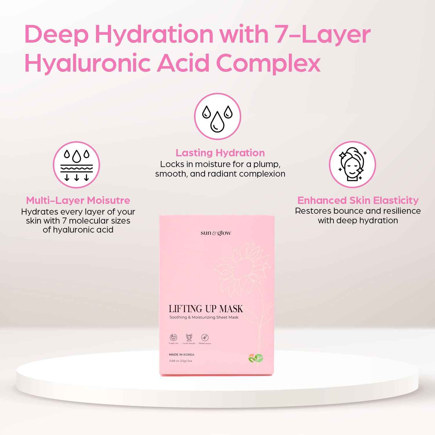 SUN & GLOW VEGAN LIFTING UP MASK Featuring a blend of Herbal Ingredients and Components Soothing and Moisturizing Sensitive Skin Korean Skincare Home Care Skincare Mask (0.88oz 25g 5Packs)