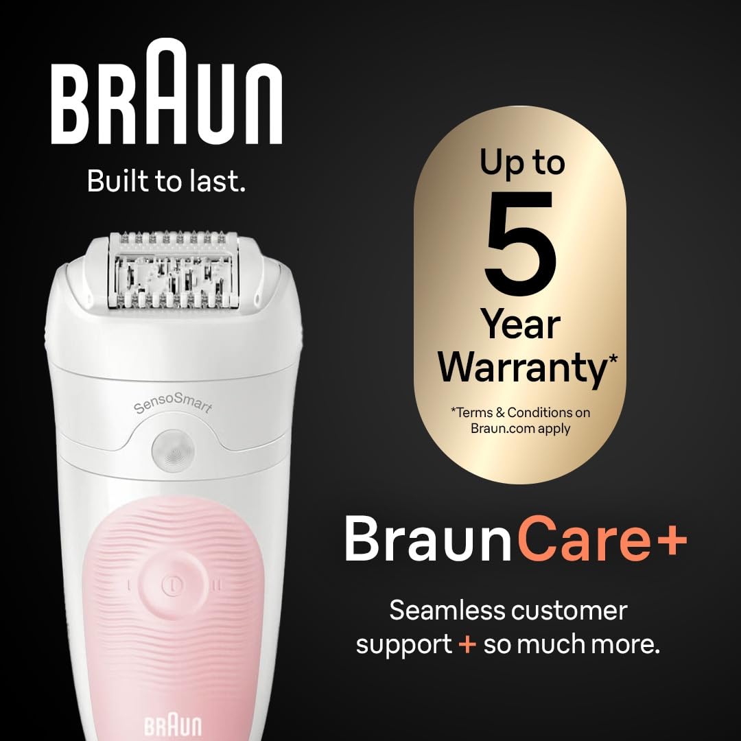 Braun Silk-épil 5 Epilator - Women's Hair Removal Device | Wet & Dry, Skin Contact Cap, Grey