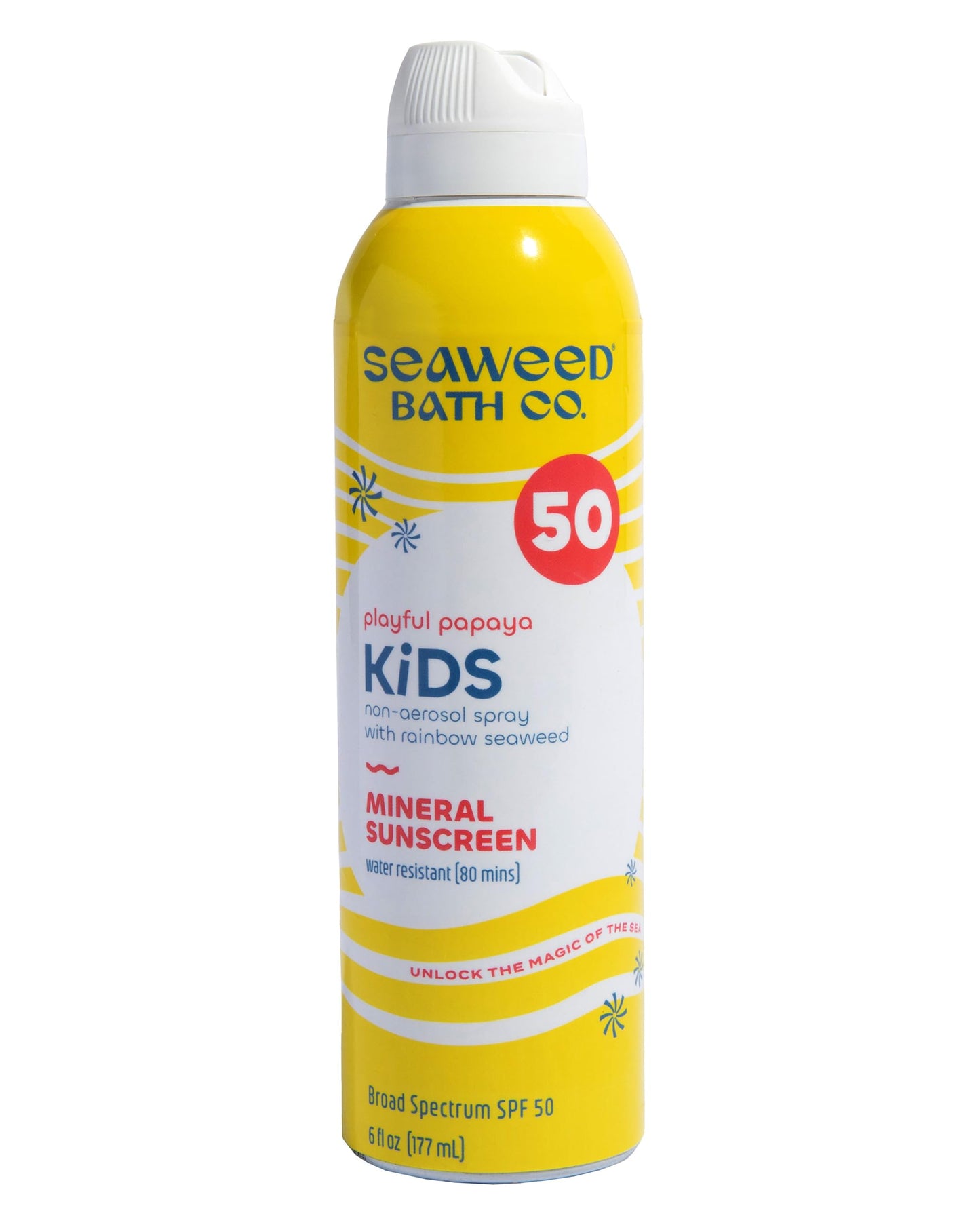 Seaweed Bath Co Kids Mineral Sunscreen Spray SPF 50 - Zinc Oxide Tear Free Sunblock for Children - Lightweight Water Resistant Broad Spectrum Protection for Sensitive Skin, 6 Ounce