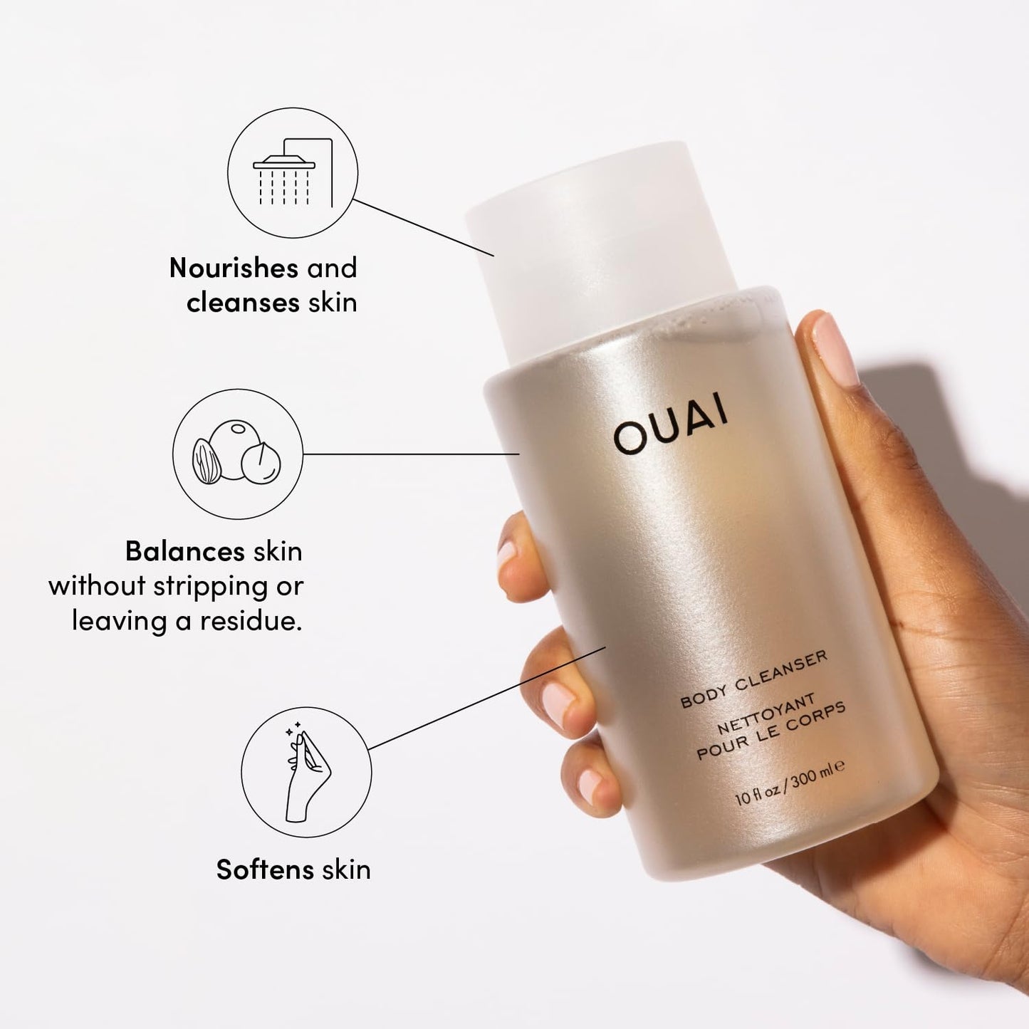 OUAI Body Cleanser - Hydrating Foaming Body Wash with Jojoba & Rosehip Oil | 10 Fl Oz