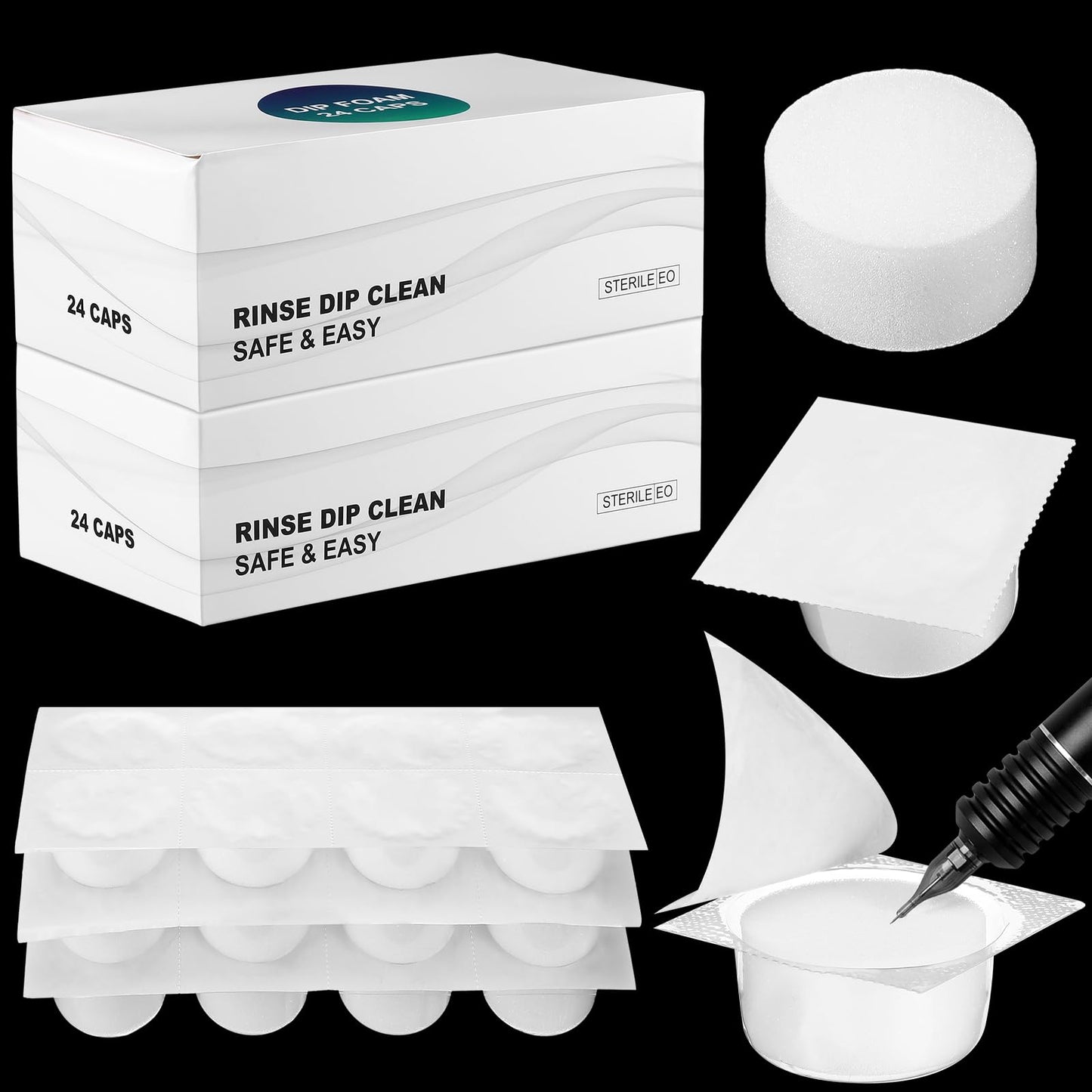 Heigble 72 Pcs Dip Foam Rinse Cup Disposable Dip Cups Cleaning for Needles Tip Professional Cartridge Foam for Blending Rinsing Diluting Drying Ink