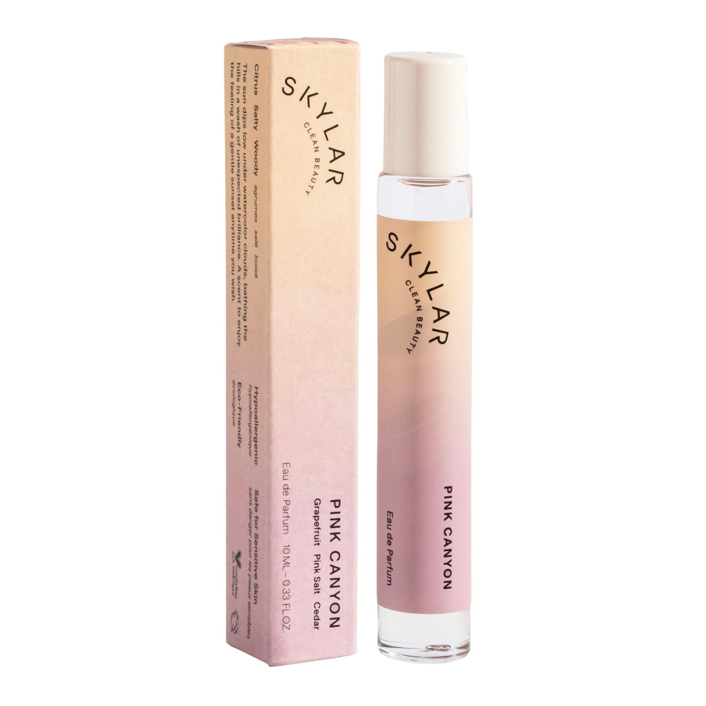 Skylar Pink Canyon Travel Spray for Women - Mini Woody Citrus Perfume, Grapefruit, Pink Salt & Cedar Notes - Hypoallergenic, Vegan, Clean Fragrance for Sensitive Skin - 10mL / 0.33 Fl oz