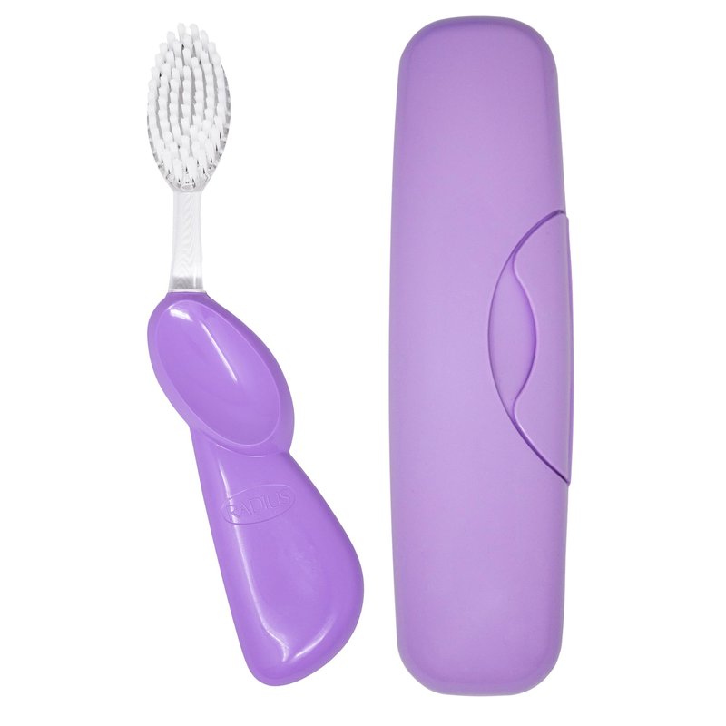 RADIUS Toothbrush Big Brush with Replaceable Brush Head BPA Free ADA Accepted - Right Hand - Pastel Lavender Brush with Pastel Lavender Case