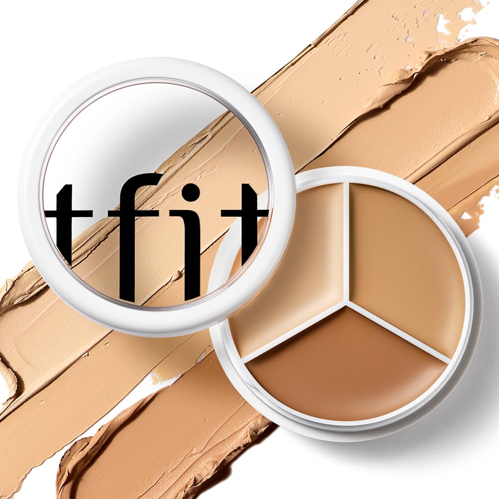 TFIT Multi-Use Pot Concealer - Triple Palette | High-Pigmented, Full Coverage & Crease-Proof | Korean Concealer for Dark Circles, Redness & Blemishes (01 Neutral, 0.52 Oz)
