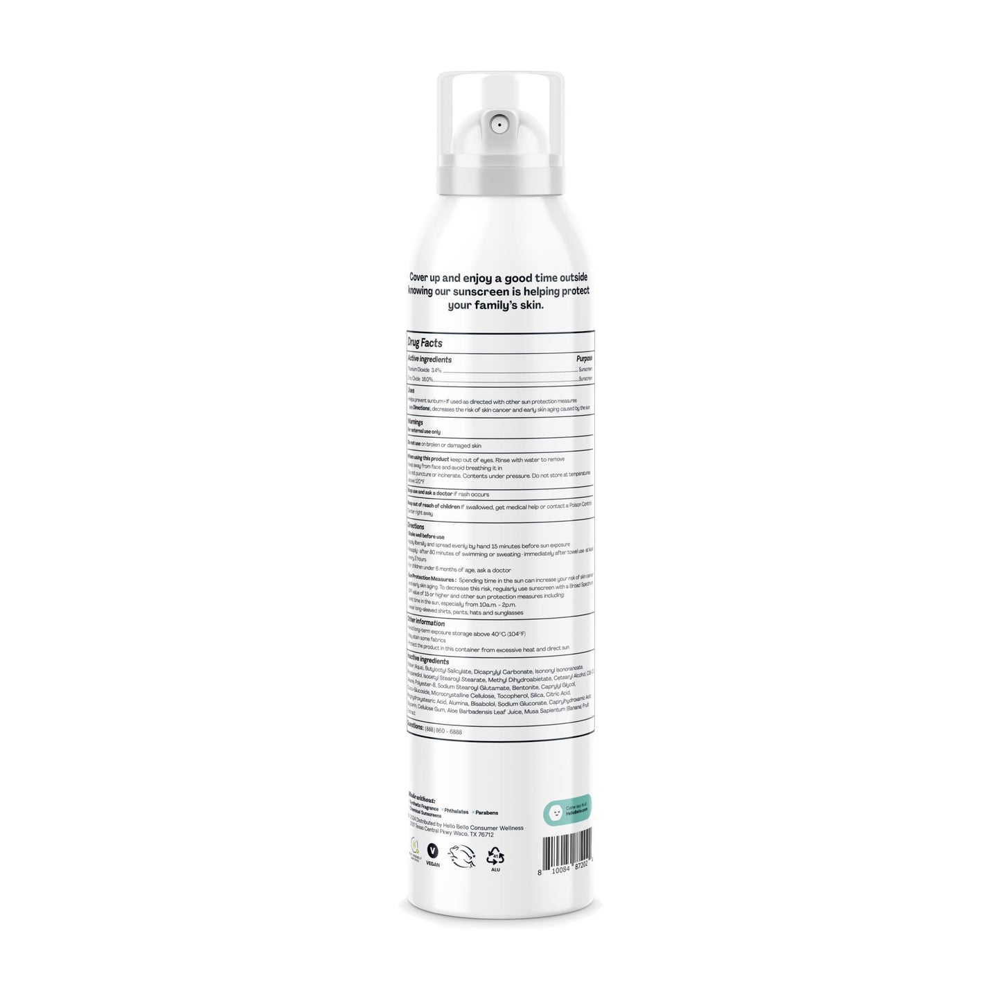 Hello Bello SPF 50 Kids Mineral Sunscreen Spray, Hypoallergenic Broad Spectrum UVA and UVB Protection, Reef Friendly and Water Resistant, 5 oz