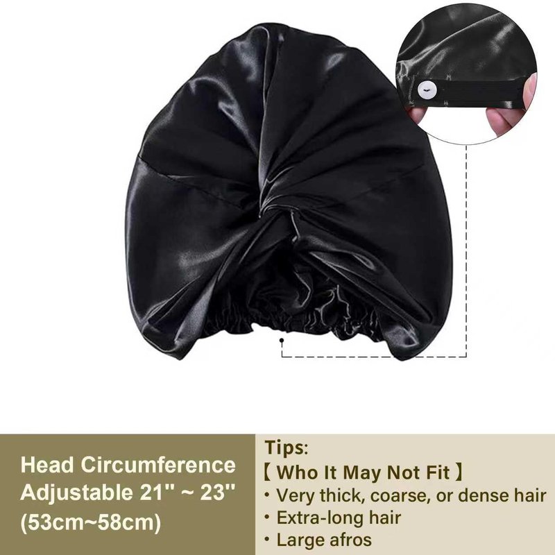ZIMASILK 22 Momme 100% Mulberry Silk Bonnet for Sleeping & Women Hair Care, Highest Grade 6A Silk Hair wrap for Sleeping with Premium Elastic Stay On Head (1Pc, Black)