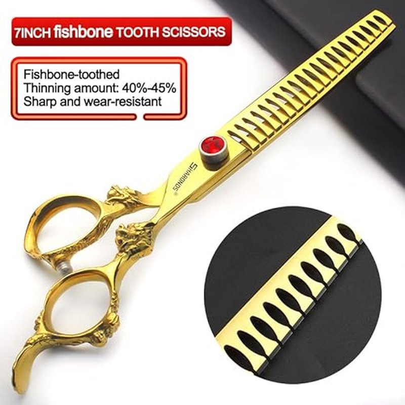 6 inch /7 inch salon professional salon scissors salon hairdresser hair cutting hairstyle pruning tools Japan 440c high hardness stainless steel golden (7 inch-3pc)