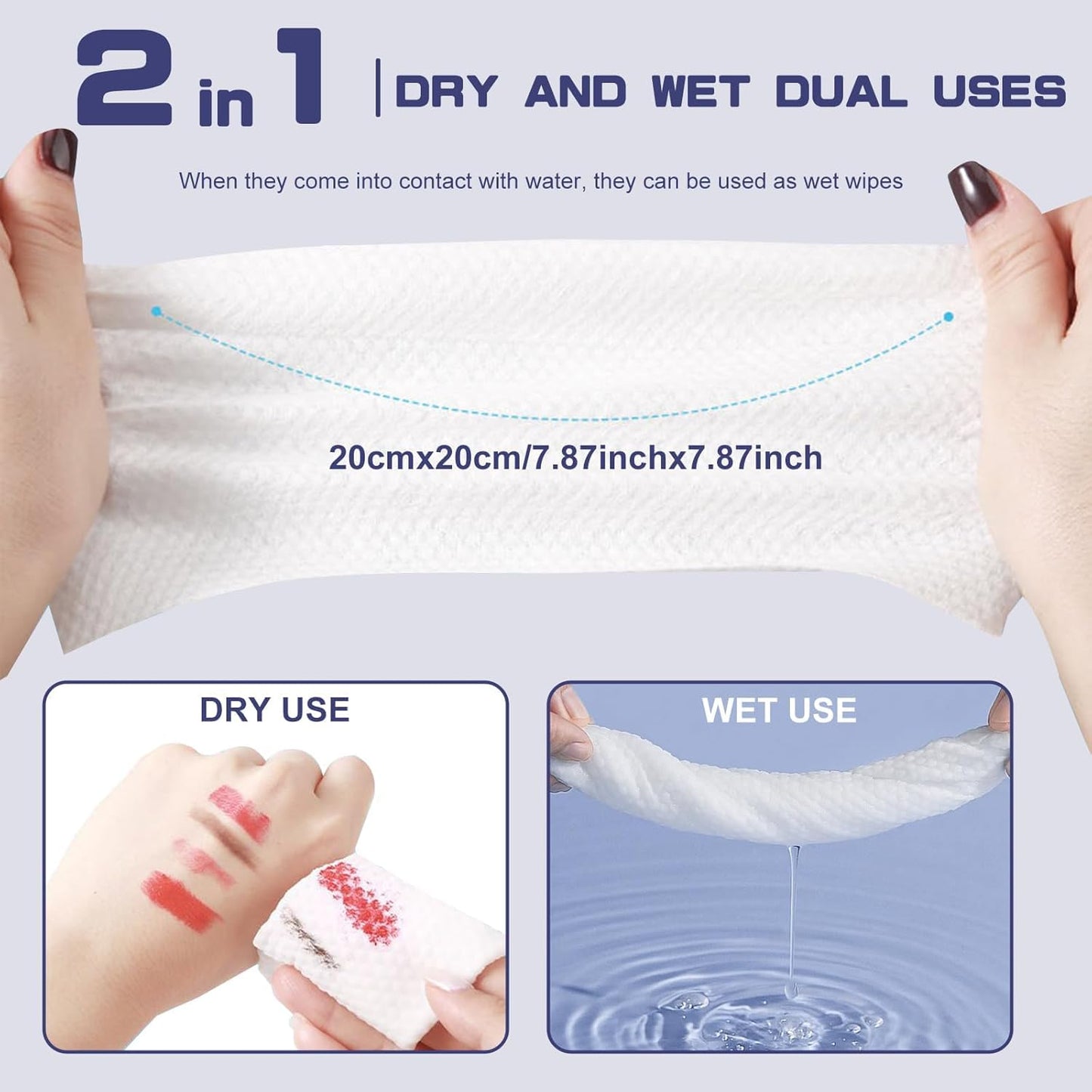 Disposable Face Towel, 600 Count Face Towels, for Washing Soft Cotton Dry Wipes Facial Cloths Towelettes for Washing and Drying, Facial Tissue for Cleansing, Skincare and Makeup Remover