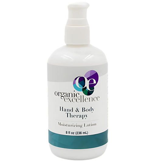 Organic Excellence Hand and Body Therapy All Natural Body Lotion for Women Men Kids - Organic Body Lotion For Dry Skin Rich, Natural Moisturizer For Daily Use, Unscented, Made in USA with Shea Butter