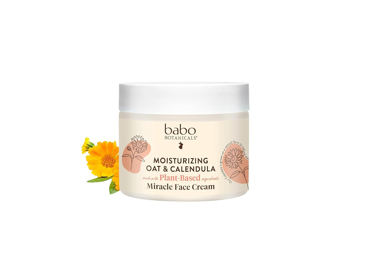 Babo Botanicals Moisturizing Face Cream | Oat & Calendula Hydration for Dry, Sensitive Skin - Vegan, Family-Friendly