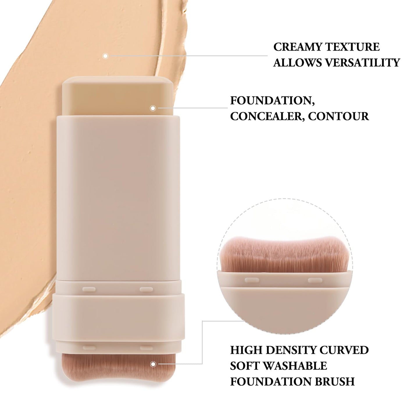AFGHOUZ Matte Foundation Stick - Full Coverage Concealer And Contour Stick With Built In Applicator