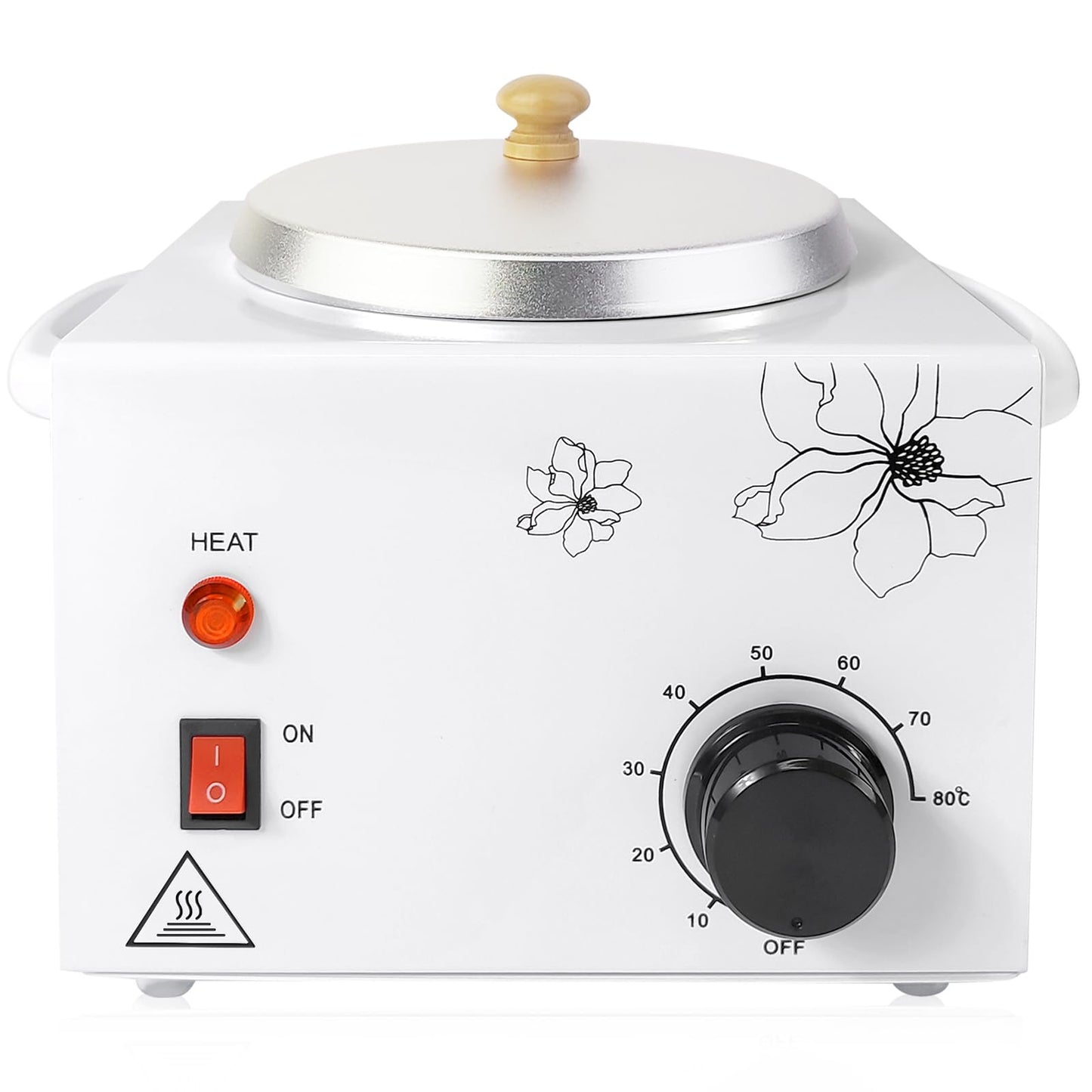 600ML Wax Warmer for Hair Removal, Professional Waxing Heater Pot with Adjustable Temperature for Women Men, with 20 Wooden Wax Sticks