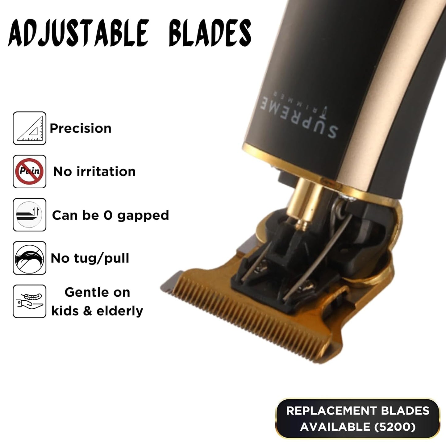 Professional Barber Trimmer - Supreme T Shaper Cordless Clippers for Sensitive Skin | 90 Min Runtime, Low Noise