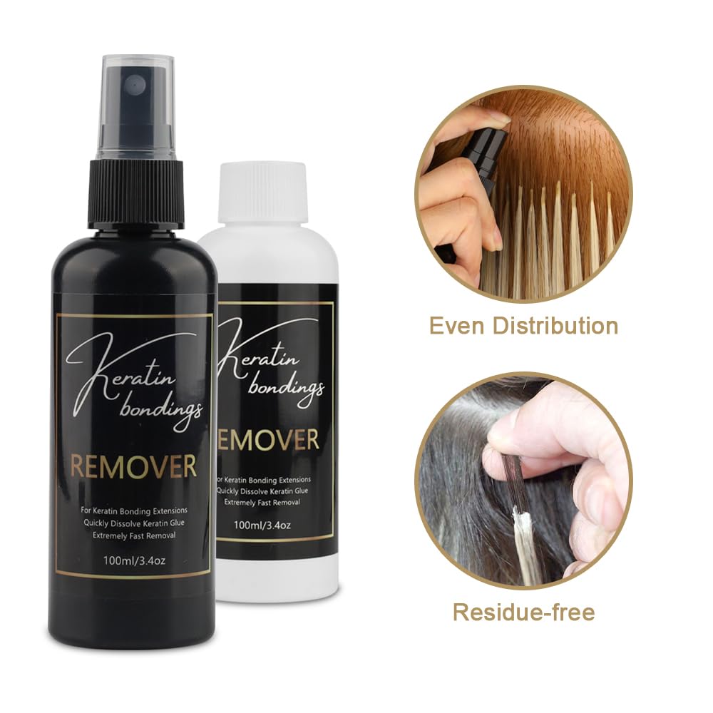GlamorDove 100ml Keratin Bonding Glue Remover Super Fast Remover Keratin Bond Hair Extensions Remover for Pre-Bonded Extensions Keratin Hot Melt Glue Remover Liquid Remover Hair Extensions Remover