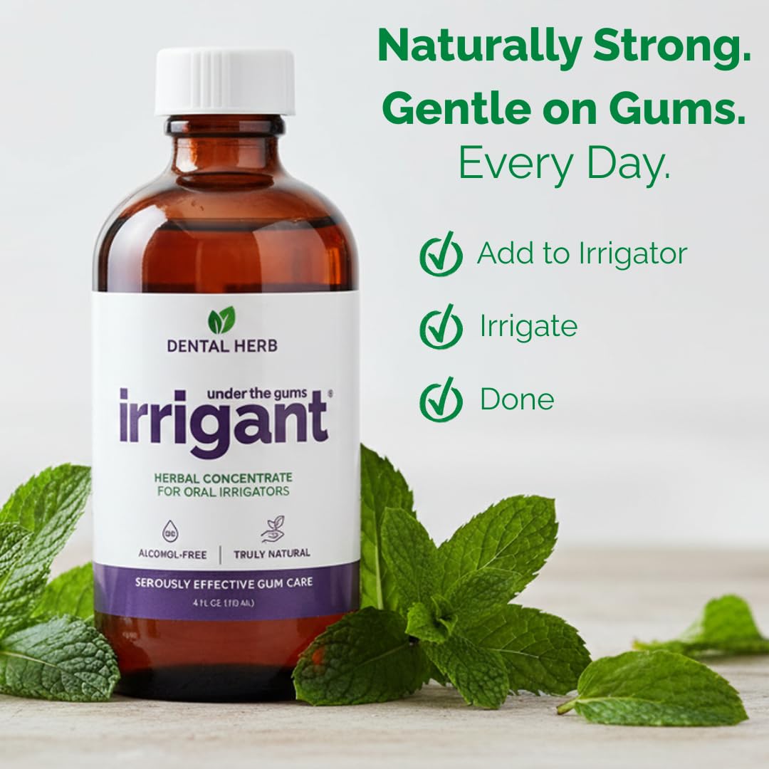 Under The Gums Irrigant Solution – Alcohol-Free, Vegan Herbal Solution for Water Flossers & Oral Irrigators – Supports Gum Health Naturally - (45 Day Supply) by Dental Herb Company