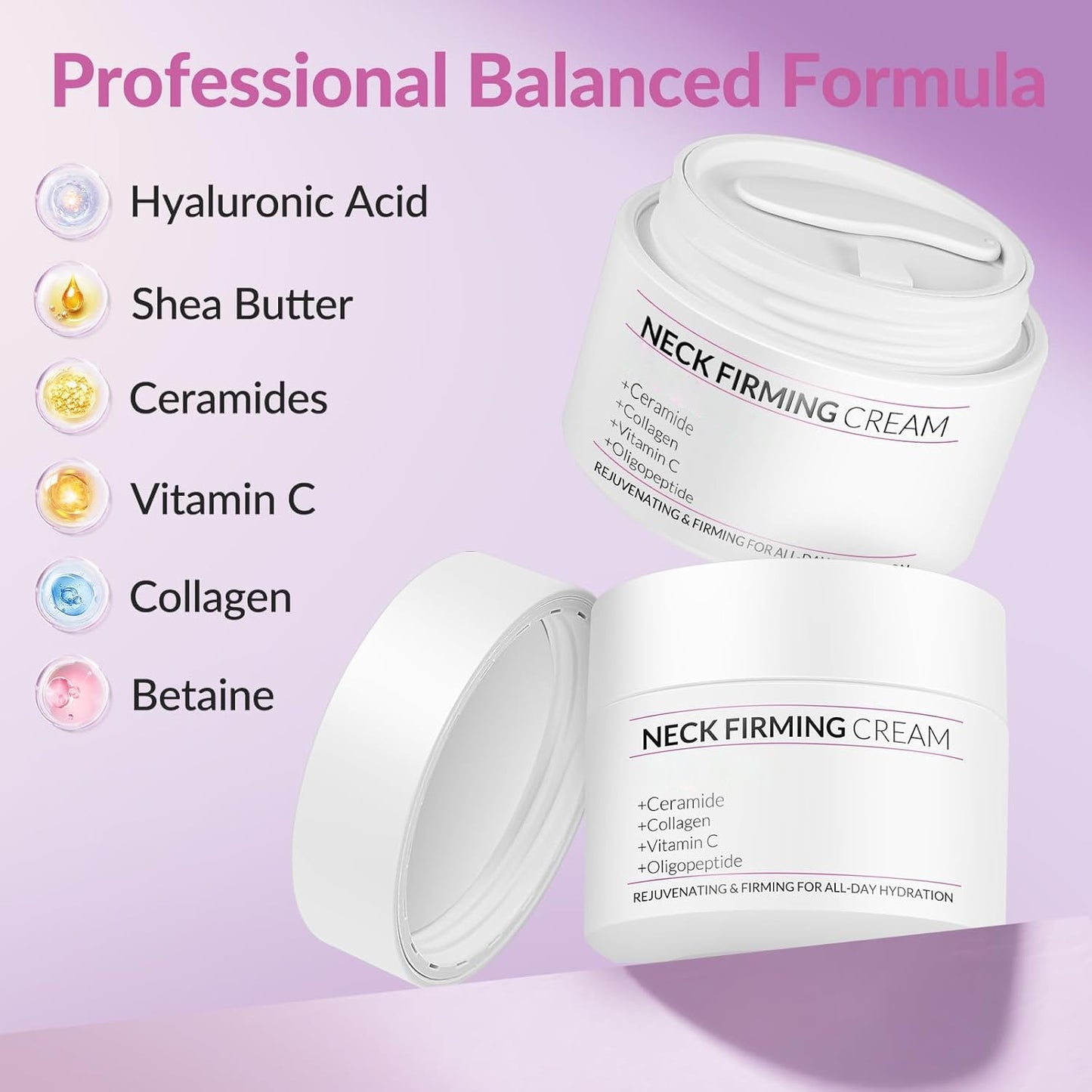 VicGFHS Neck Firming Creams for Tightening and Firming, Moisturizer Face Cream with Collagen, Hyaluronic Acid, Day & Night Anti-Aging Skin Tightening Cream for Neck, Décolleté & Face – 1.7Fl Oz