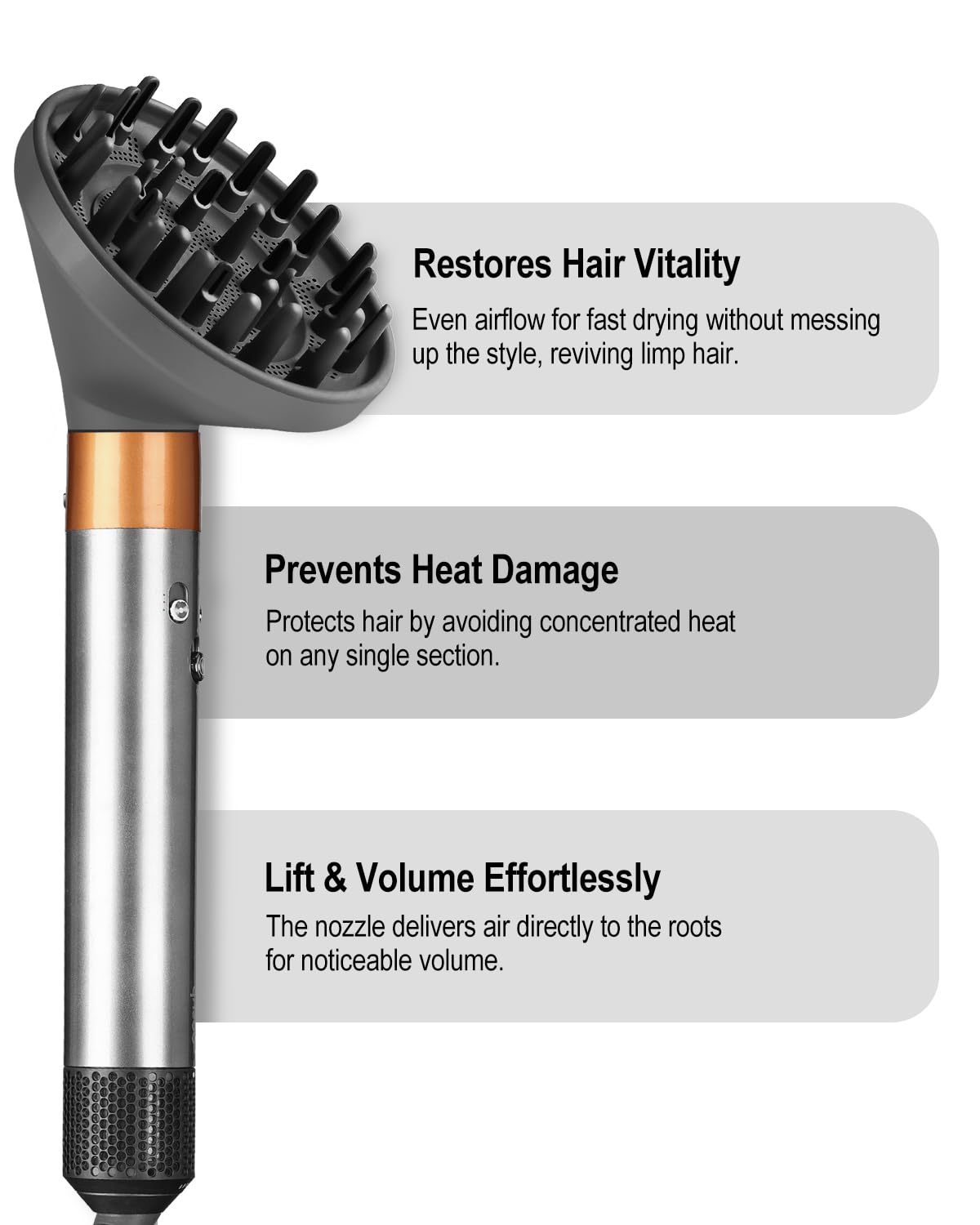 Diffuser attachment compatible with Dyson Airwrap Multi-Styler, Fast Drying, Volumizing, match HS01 HS05 i.d. Gray