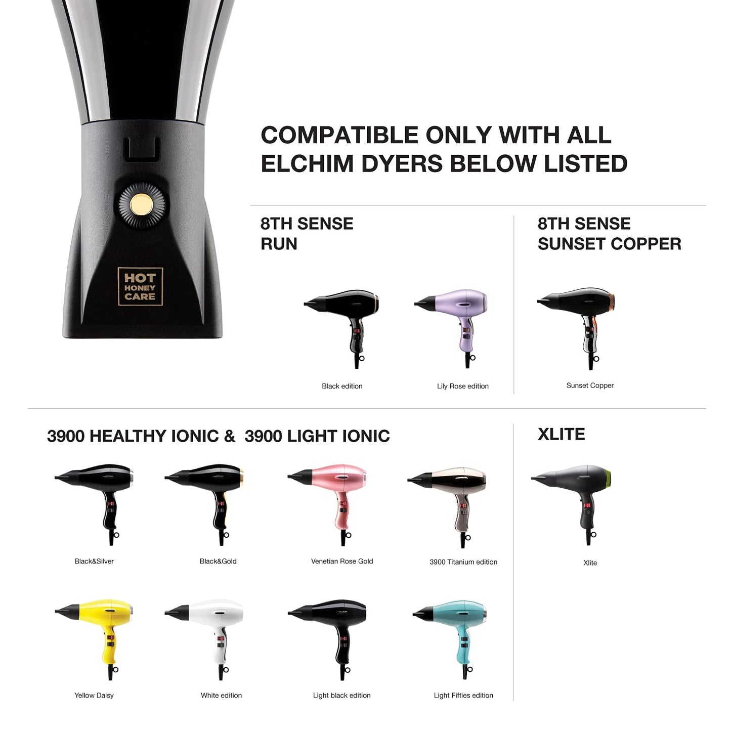 Elchim - Hot Honey Care Starter Kit – 3-in-1 Hair Treatment, Drying, and Styling System with Cosmetic Concentrator