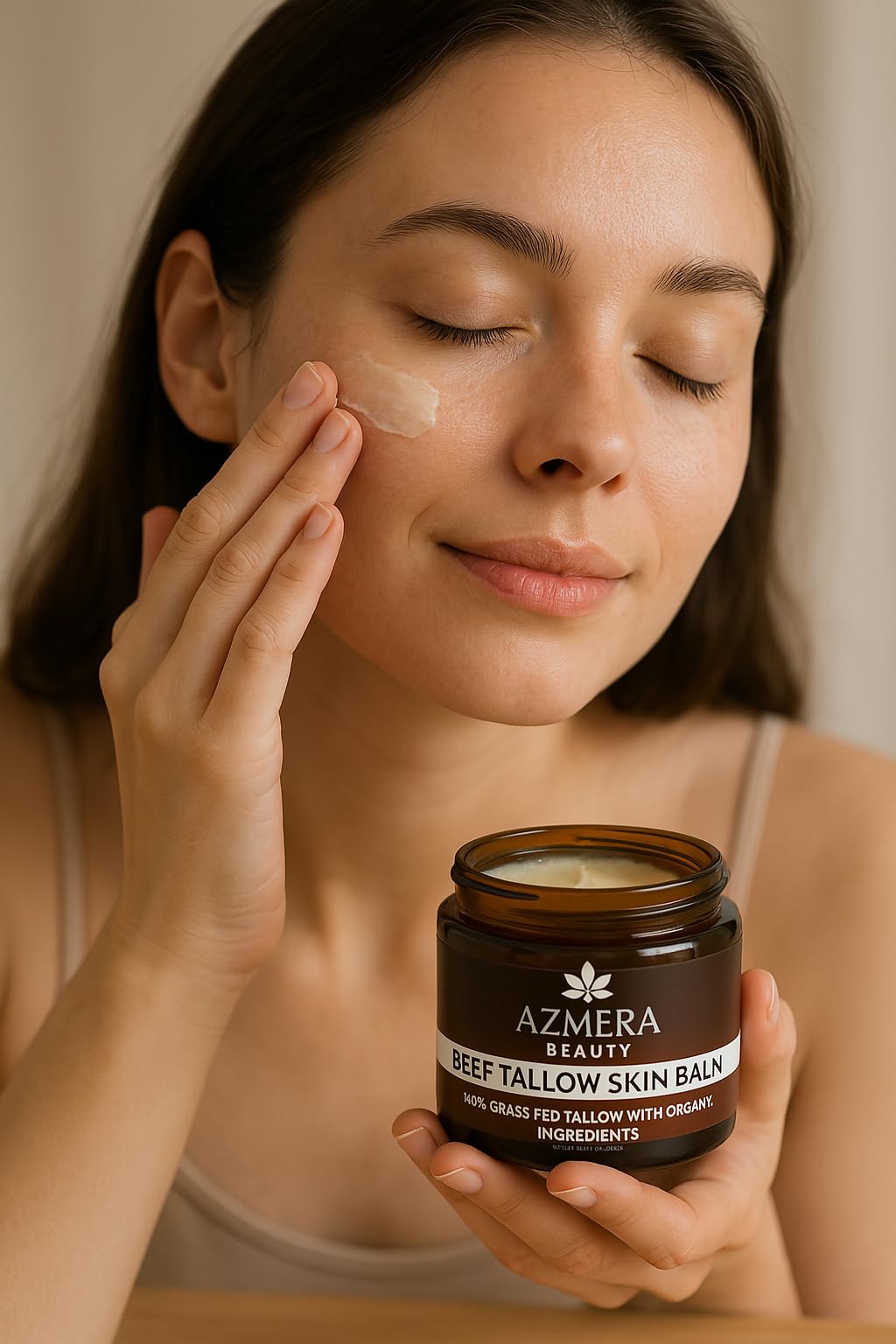 Azmera Beauty 100% Grass-Fed Beef Tallow Balm For Skin Manuka Honey MGO 263+, Organic Beeswax & Olive Oil – Handmade All-Natural Skincare for Soft, Smooth Skin (2oz, Unscented + Moringa oil)