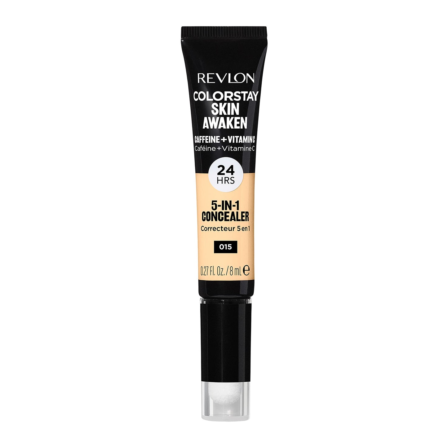 Revlon ColorStay Skin Awaken 5-in-1 Concealer, Lightweight, Creamy Longlasting Face Makeup with Caffeine & Vitamin C, For Imperfections, Dark Circles & Redness, 015 Light, 0.27 Fl Oz
