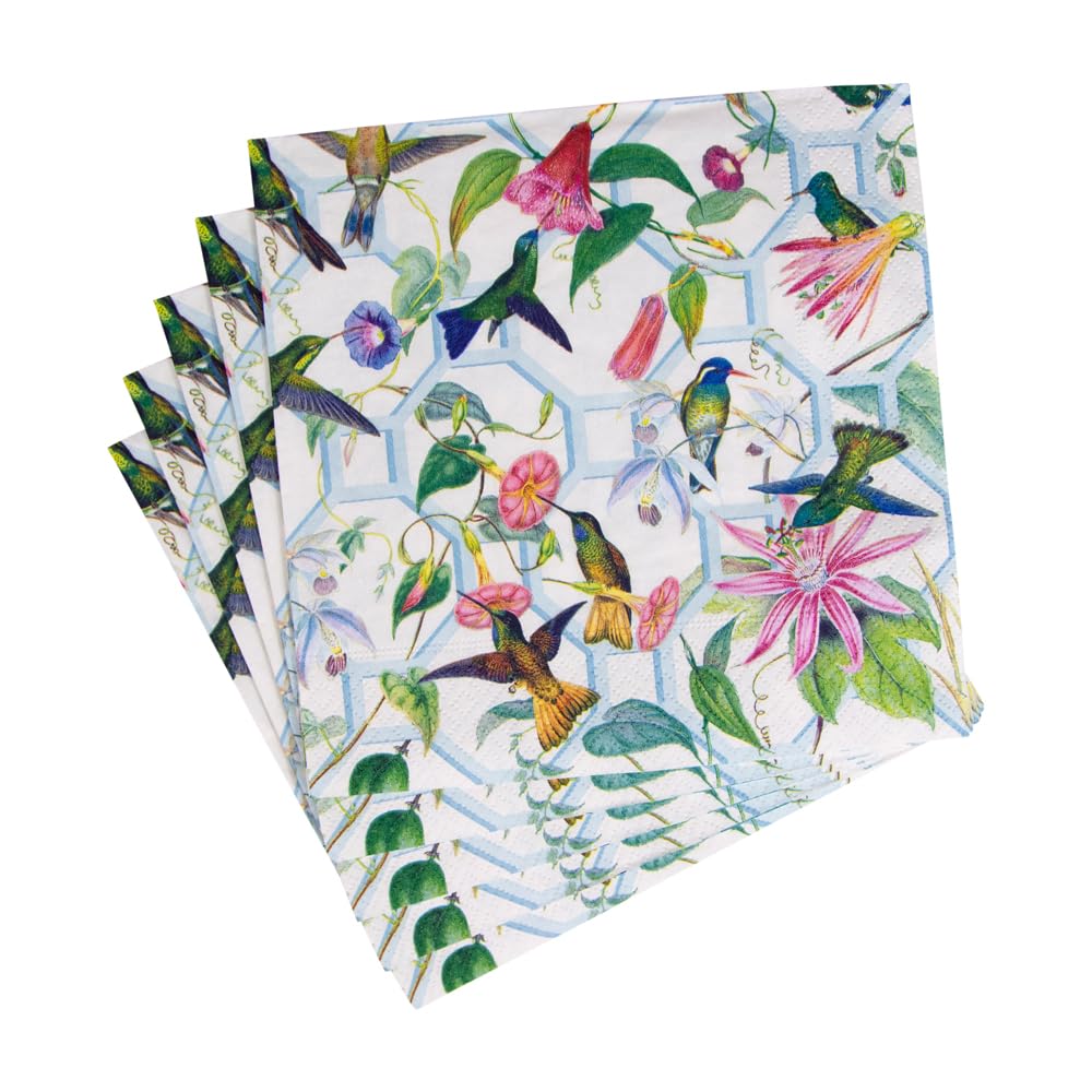 Caspari Hummingbird Trellis Paper Luncheon Napkins - 20 Per Package