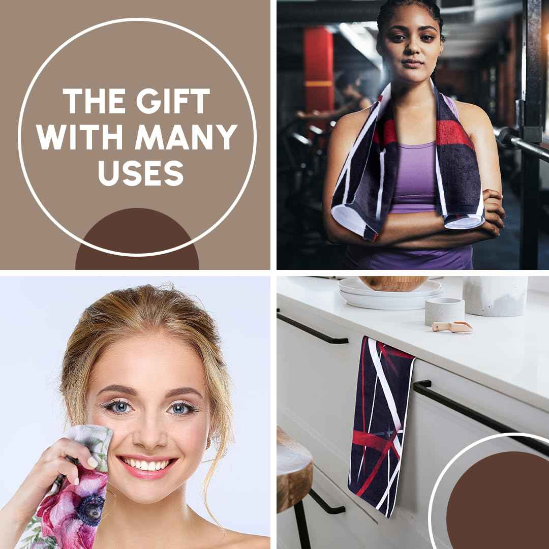 3D Rose Print of Cartoon Cow Toss Pattern Hand Towel, 15" x 22"