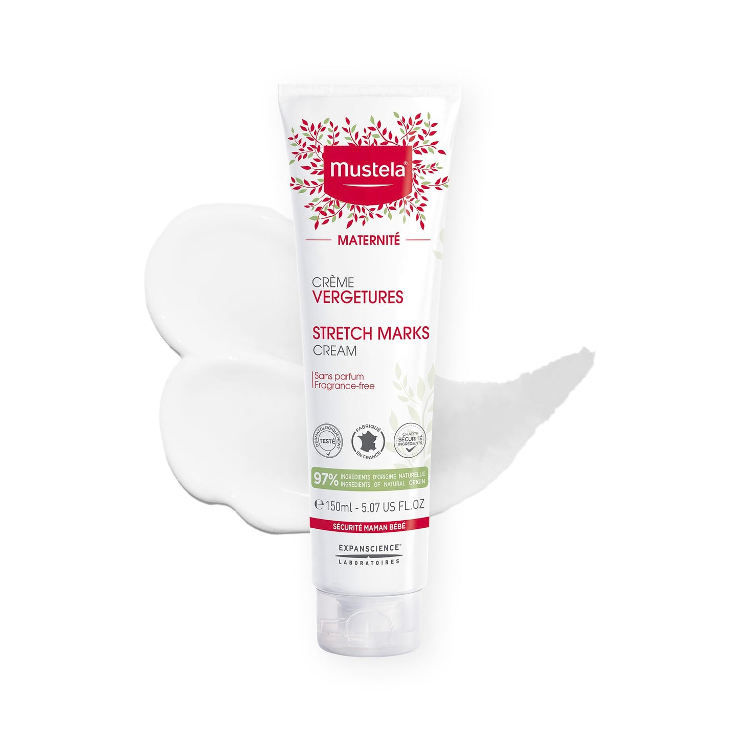 Mustela Maternity Stretch Marks Cream for Pregnancy - with Natural Avocado, Maracuja & Shea Butter - Fragrance-Free & EWG Verified - 5.07 fl. Oz