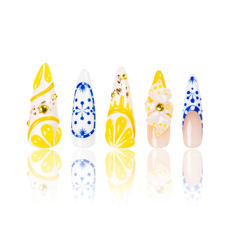 LOVFUL Press on Nails Royal Crimson | Handmade with Full Covered Crystals | Reusable Full Cover Nails | Stiletto Classic Regular 1.3 in | H383-S
