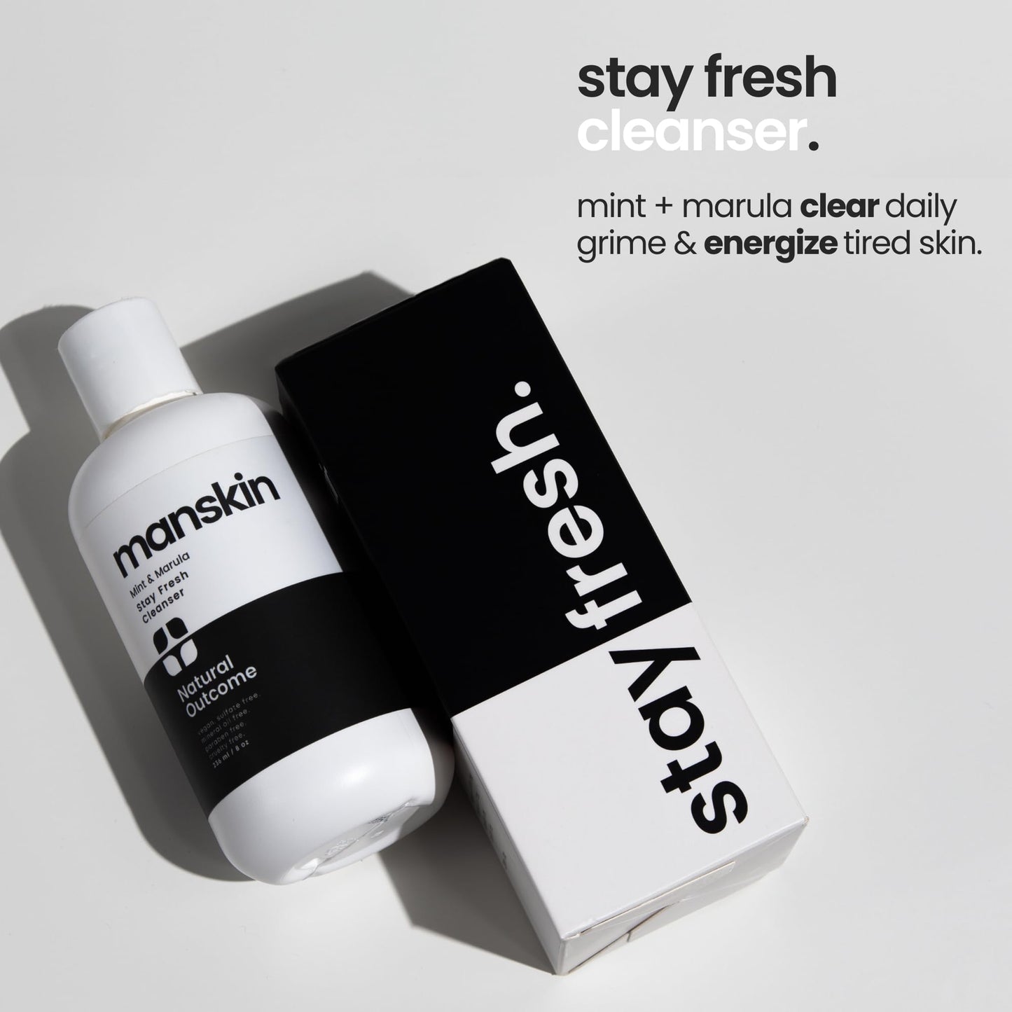 natural outcome Mens Face Wash Cleansing Gel with Mint and Marula Oil - Daily Cleanser Face Wash for Men - Sulfate Free 8 oz