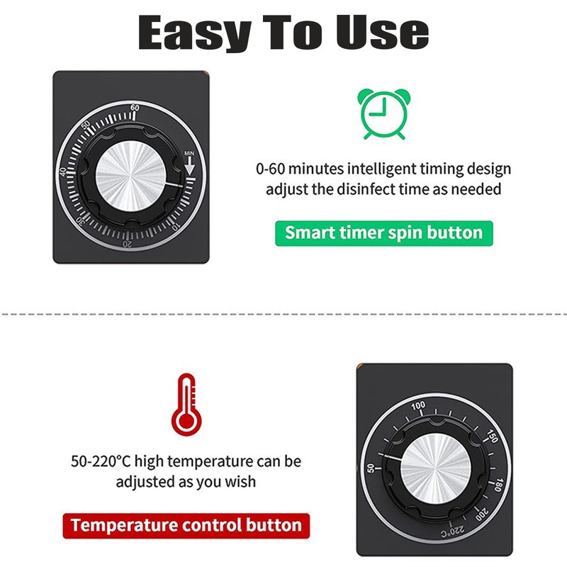 High Temperature Metal Cleaning Box,Misforu 2L Dry Heat Cabinet High Temp with Stainless Tray Timer and Handle for Spa Hot Towel Barber Shops Salon Hairdressing Tool Earrings 300W 110V (With Bag)