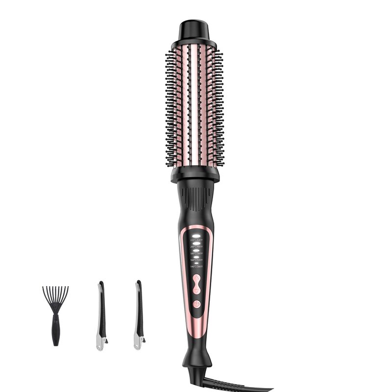Thermal Brush, Heated Round Brush & Curling Iron with Ceramic Ionic Technology, Hair Tools for Volumizing & Styling, Travel-Friendly Hot Comb with Adjustable Temperature（Rose Gold 1.5 inch）