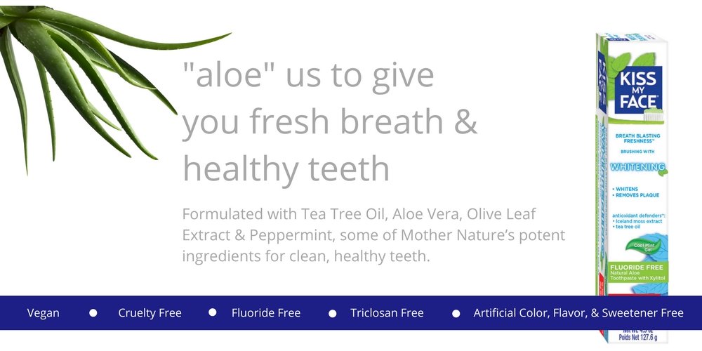 Kiss My Face Gel Teeth Whitening Toothpaste - Fluoride Free, Tea Tree Flavor | 13.5 Ounce (Pack of 3)