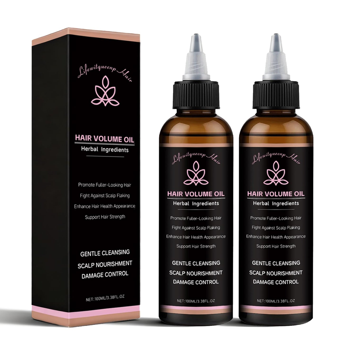 2PCS lifewitqueenp Hair Care Growth Oil,Lifewitqueenp Hair Growth Products,Non-greasy, Quick-Absorbing, Strengthens Roots – Leaves Hair Black & Shiny, Reduces Split Ends & Dryness (2PCS)