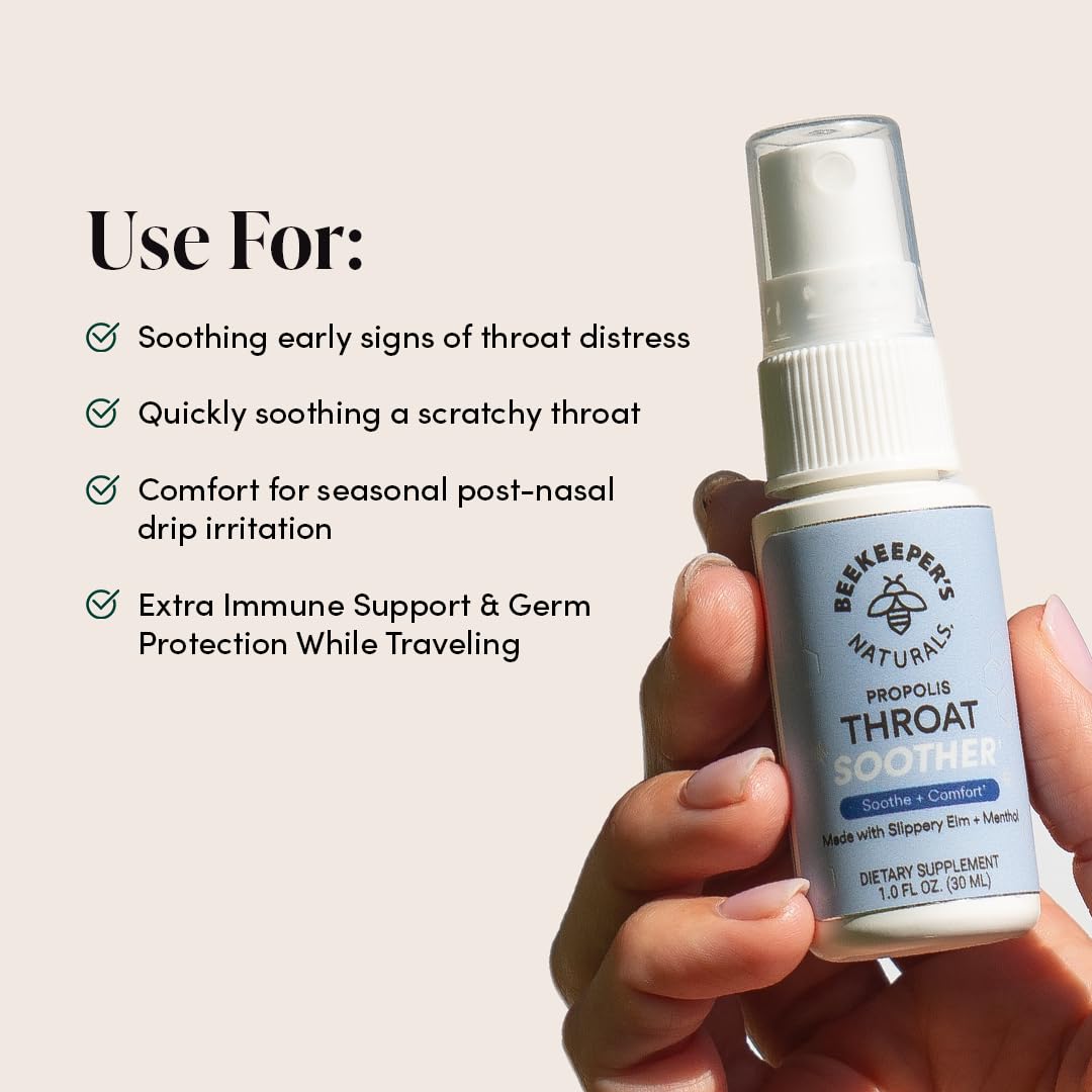 Beekeeper's Naturals Propolis Throat Soother Spray w/ Menthol - Fast Relief
