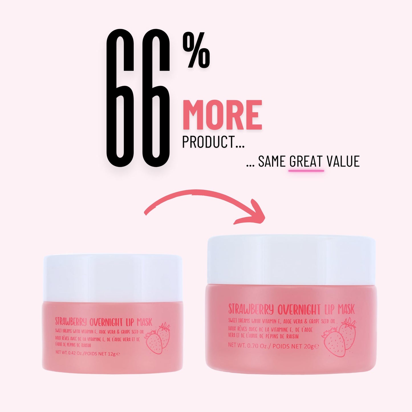 W7 Sweet Dreams Strawberry Lip Mask - Vitamin E, Aloe Vera and Grape Seed Oil - For Hydrated, Full Looking & Irresistible Lips - 0.67 Fl Oz