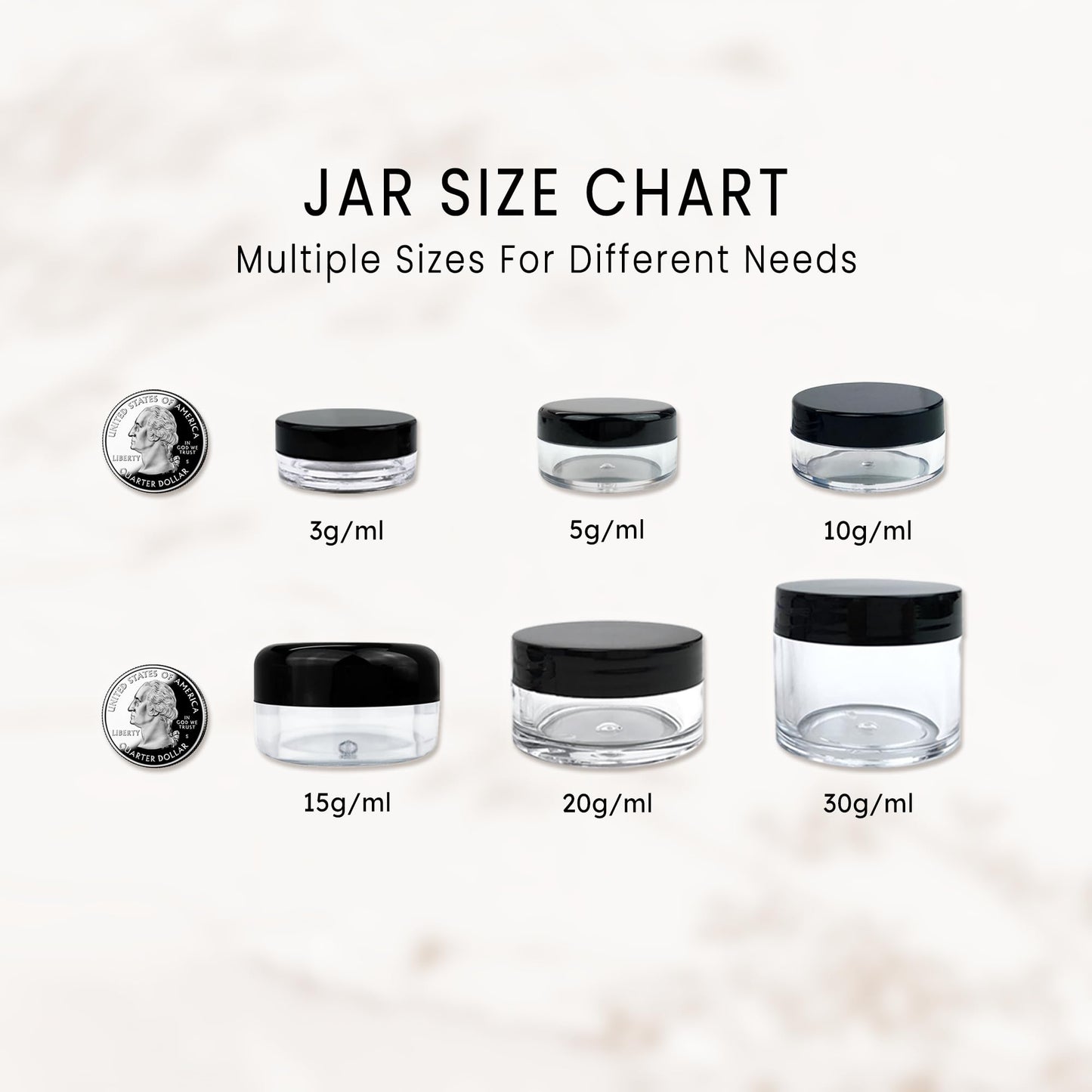 Beauticom 15 gram/15ml Empty Clear Small Round Travel Container Jars with Lids for Make Up Powders, Eyeshadow Pigments, Lotions, Creams, Lip Balm, Lip Gloss, Samples (60 Pieces, Clear Lid)