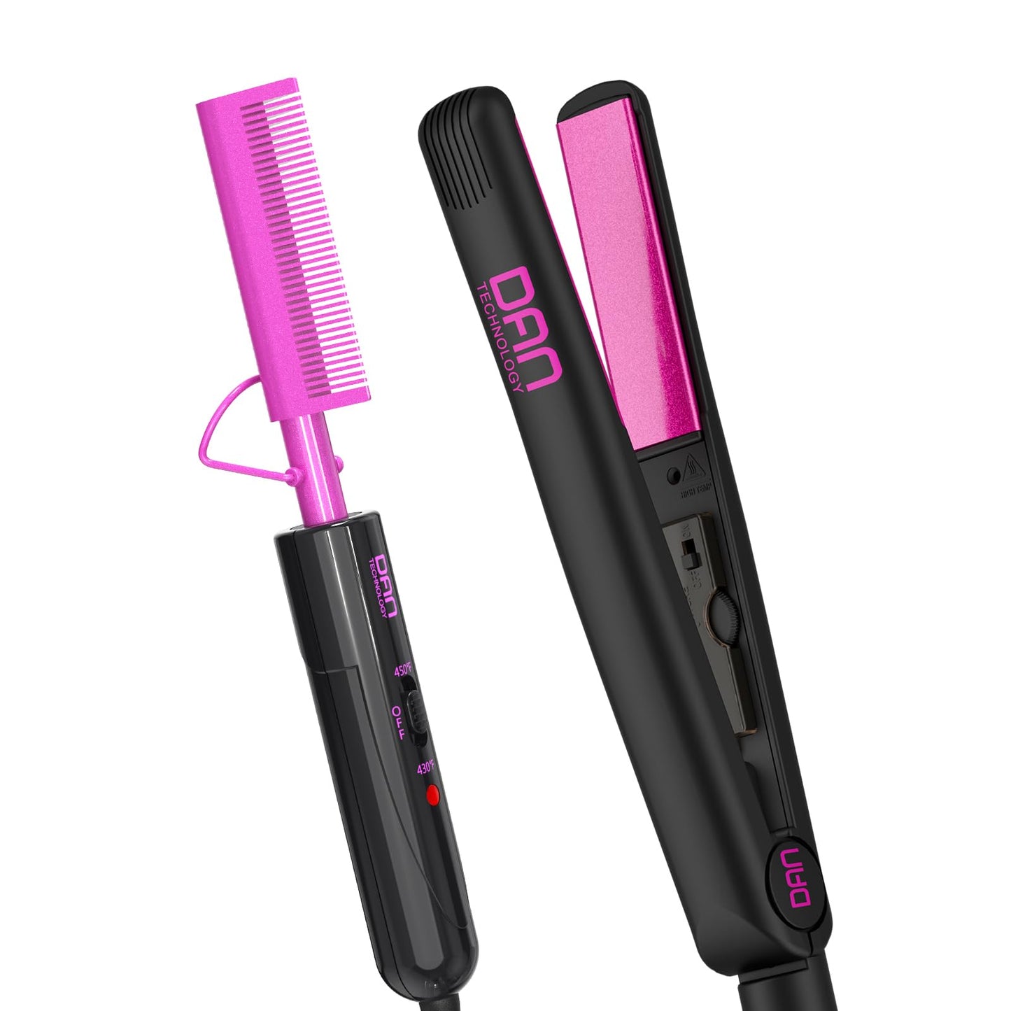 DAN Technology Flat Iron and Small Hot Comb for Black Women's Hair, Wigs - Hair Straightener