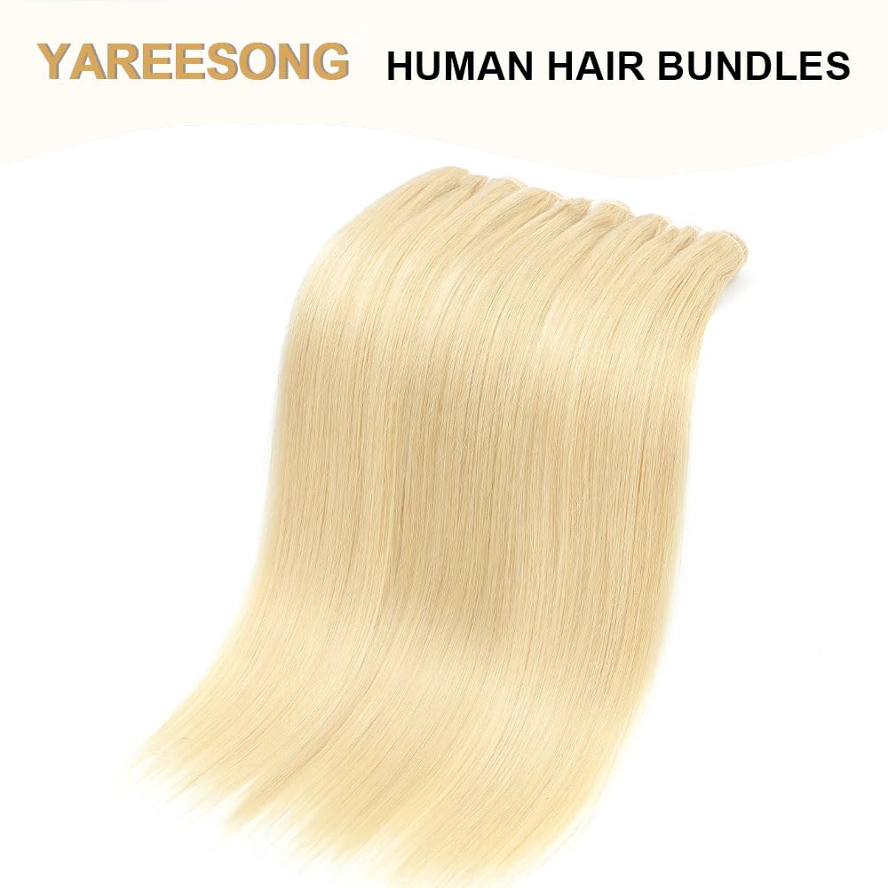 613 Bundles Human Hair 18 Inch 12A Grade 100% Unprocessed Brazilian Virgin Blonde 613 Human Hair Extensions For Women 100g Blonde Bundles Human Hair