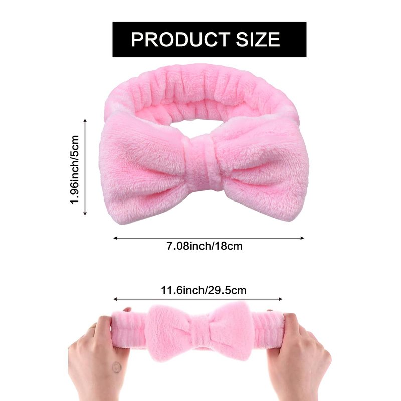 JHJEWH Spa Headbands,Makeup Headbands for Women,Facial Headband Bulk,Soft Coral Fleece Headband for Makeup,Cosmetic Head Wraps,Bow Hair Bands for Face Washing Shower Skin Care (pink, 25pcs)