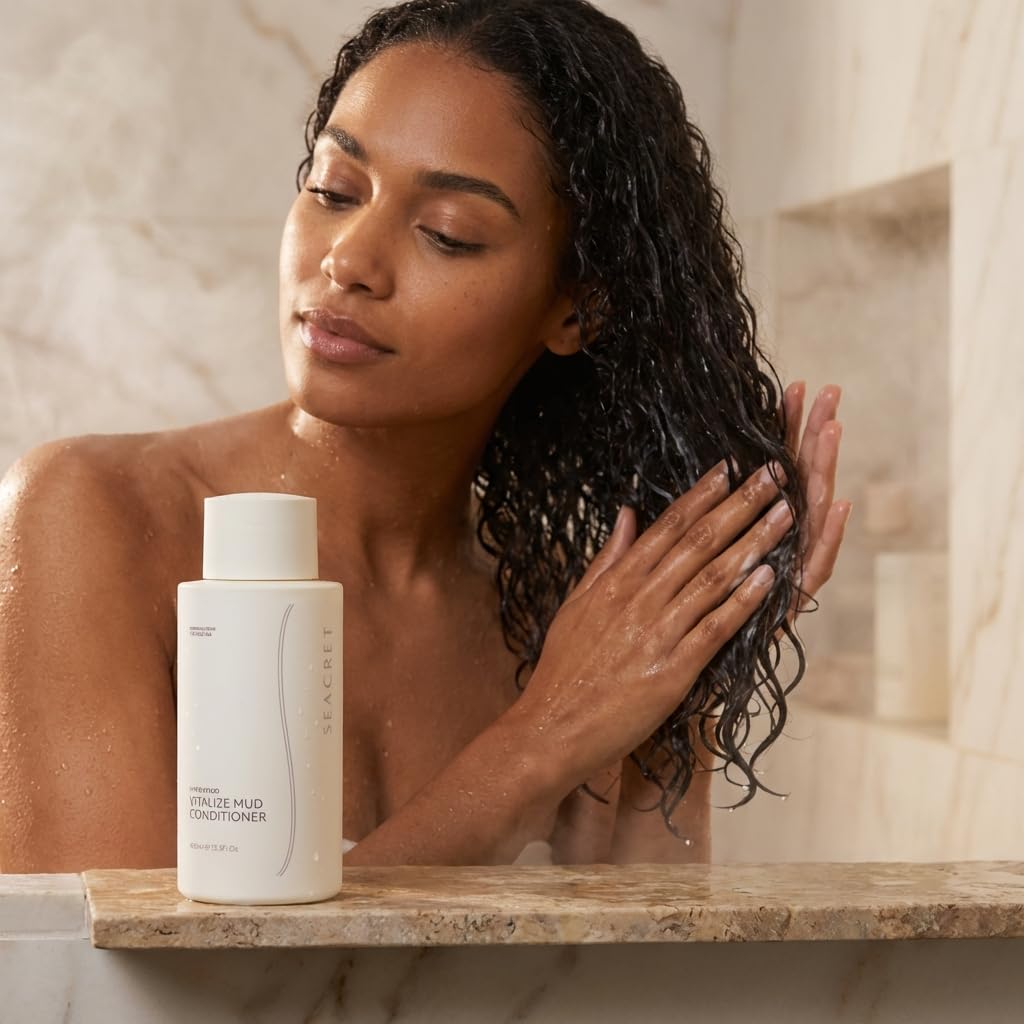 SEACRET Dead Sea Mud Conditioner - Moisturizing Hair Conditioner for Dry Damaged Hair with Argan Oil & Niacinamide, Sulfate Free, Paraben Free, Silicone Free, Shea Butter, 13.3 Fl Oz