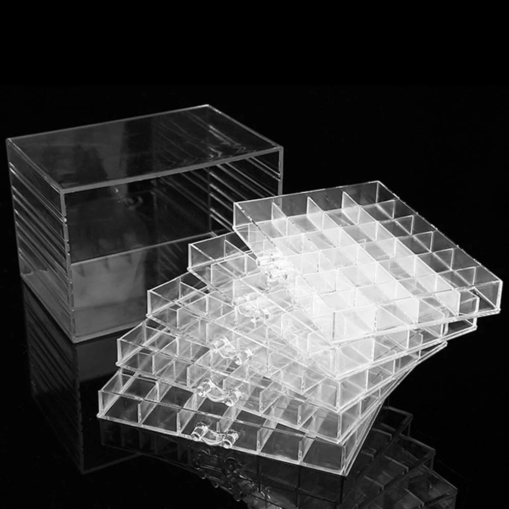 WILL 120 Grids Transparent Acrylic Nail Display Organizer Makeup Jewelry Nail Art smetic Display Rack Drawer Boxes Organizers