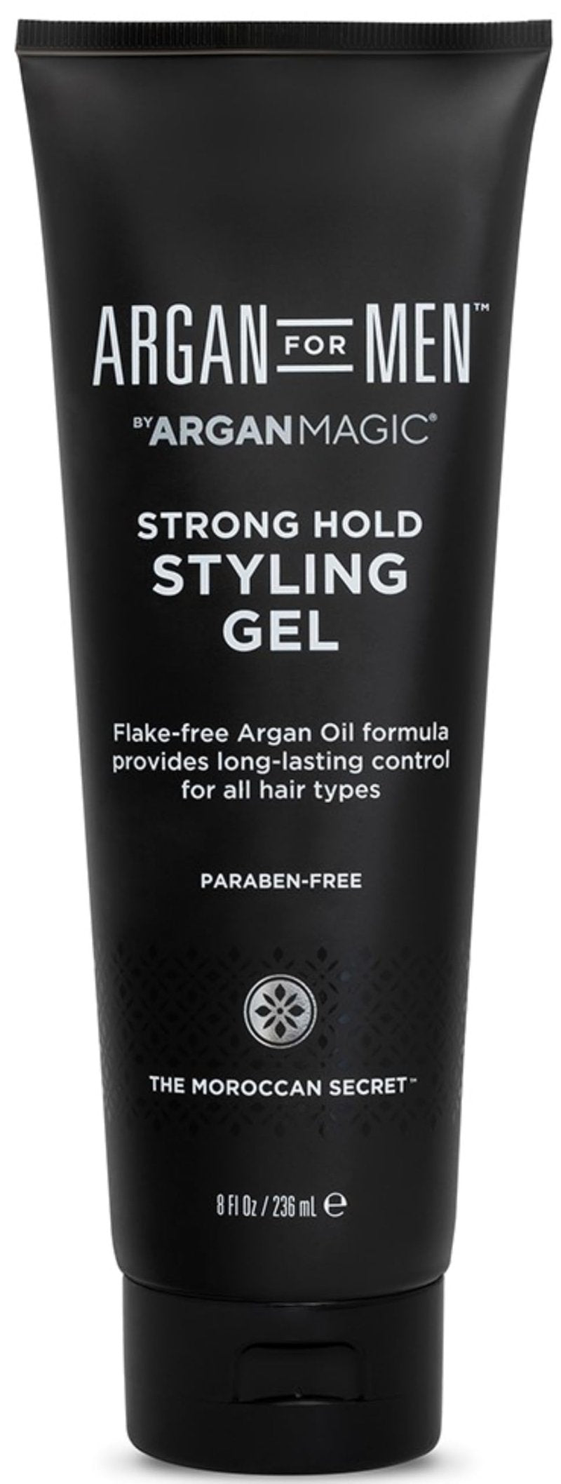 Argan Magic Strong Hold Styling Gel - Flake-Free Argan Oil Formula for Superior Hold and Long-lasting Control | Paraben Free, (8 Fl Oz)