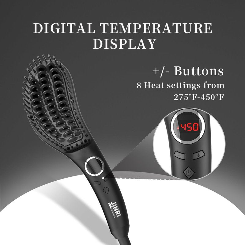 Hair Straightener Brush, Ceramic Ionic Straightening Iron Comb Anti-Scald, Best Soft Round Touch Body, Perfect for Professional Salon at Home (L)