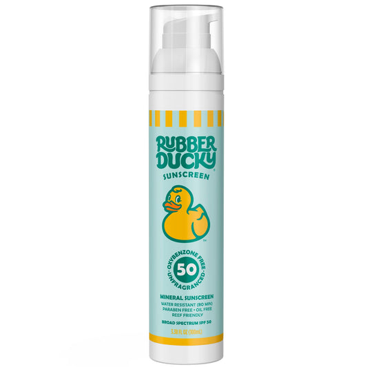 Rubber Ducky - Mineral Sunscreen for Kids - Water Resistant, Vegan, and SPF 50 Sunscreen with Vitamin E for Face and Body - Broad Spectrum, Reef Friendly (Moisturizing Sunblock) - 3.4 Oz