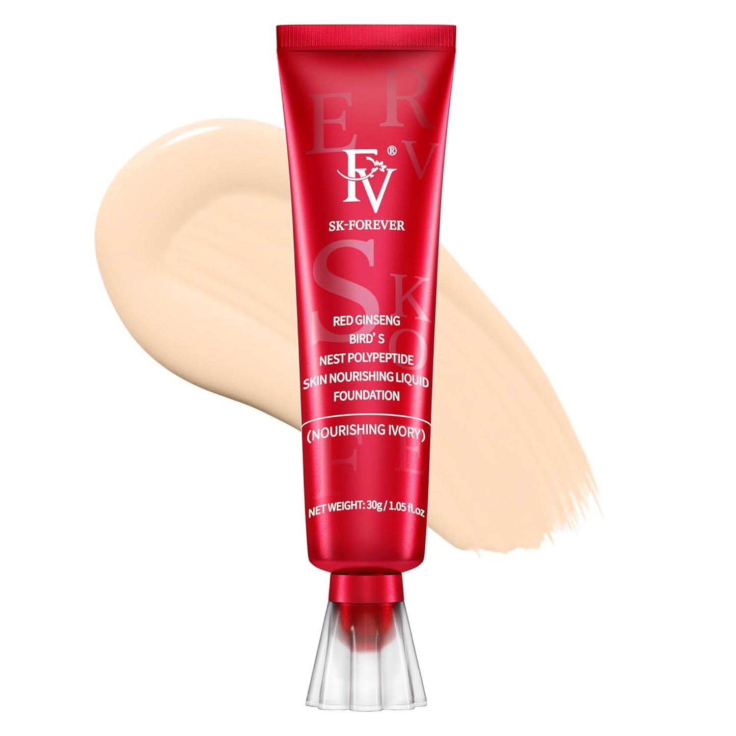 Dewy Liquid Foundation - Hydrating, Lightweight Formula for Medium-Full Coverage | Waterproof for Dry/Combination Skin, 30g, Nourishing Ivory
