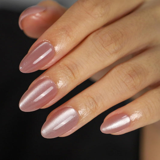 French Almond Gel Press On Nails Short 16 Sizes Fake Nails Glossy 32pcs, Nail Glue Included